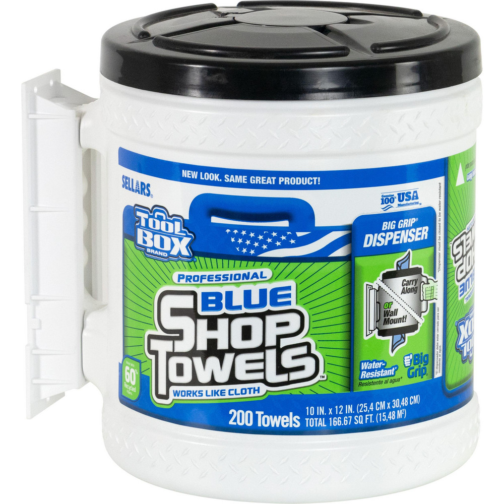 Sellars TOOLBOX Shop Towels: Dry, 200 Sheets/Bucket, Big Grip Center-Pull Bucket, 12.0" x 10.0", Blue - 55208