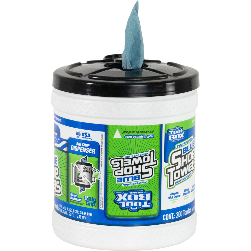Sellars TOOLBOX Shop Towels: Dry, 200 Sheets/Bucket, Big Grip Center-Pull Bucket, 12.0" x 10.0", Blue - 55208
