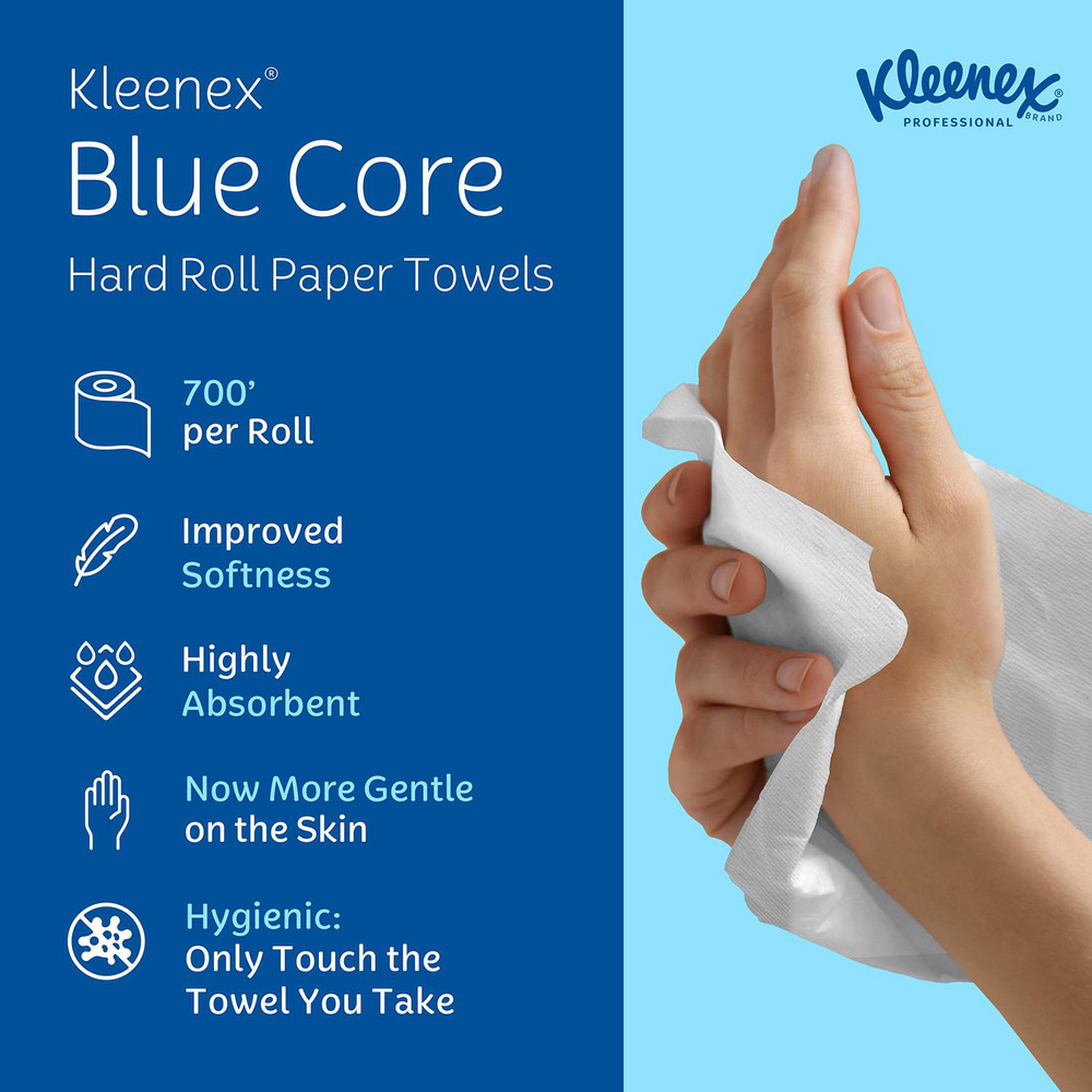 Kleenex Hard Roll Paper Towels (25637), with Premium Absorbency Pockets™, for Blue Core Dispensers, White - 25637