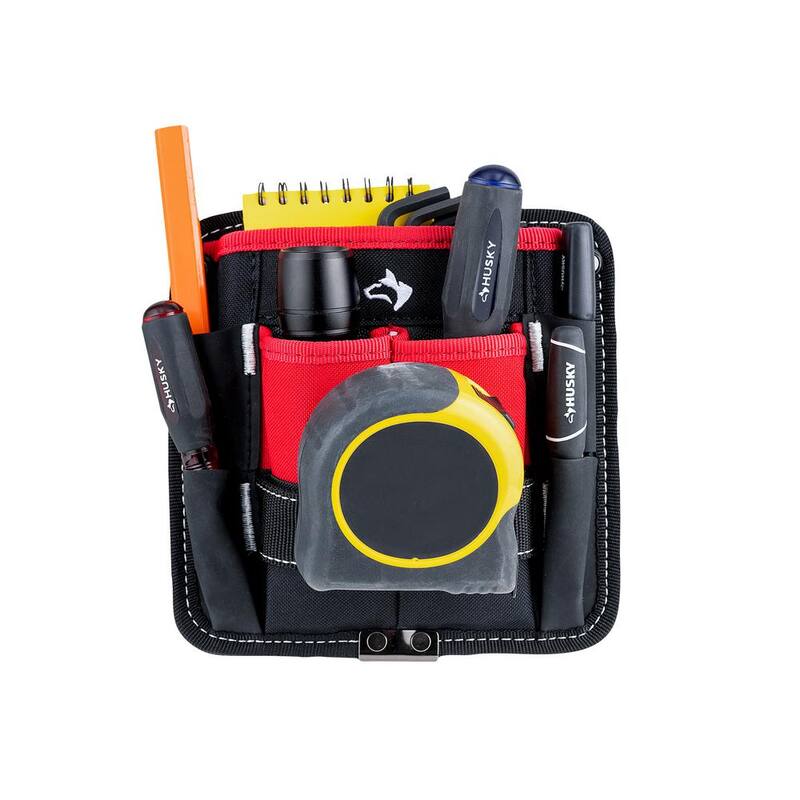 Husky 2 in. Quick Release Work Tool Belt with 7 in. 3-Pocket Clip On Tool Belt Pouch - HD55200-TH-BD