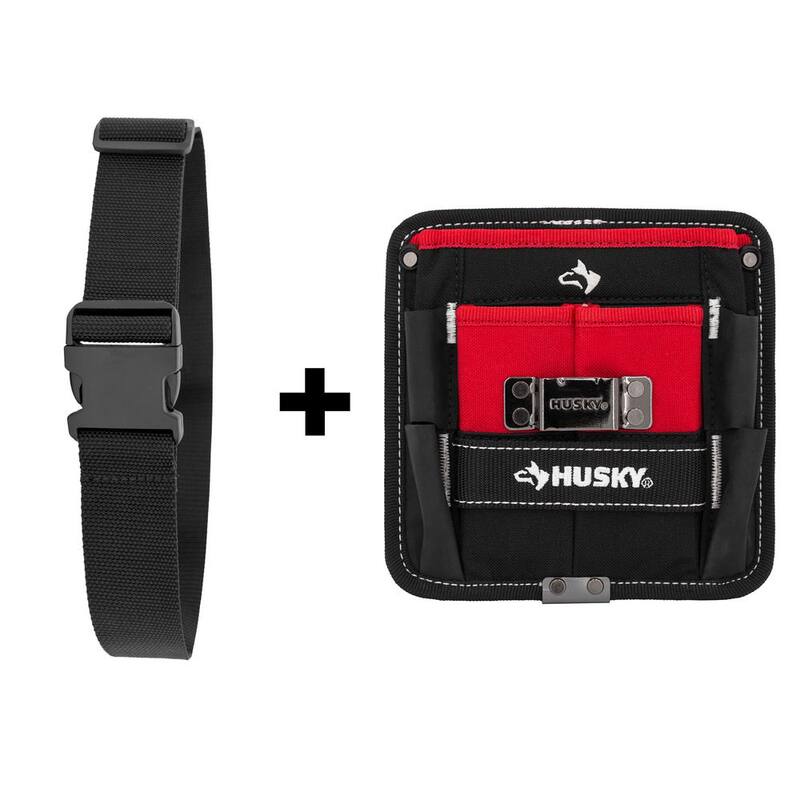 Husky 2 in. Quick Release Work Tool Belt with 7 in. 3-Pocket Clip On Tool Belt Pouch - HD55200-TH-BD