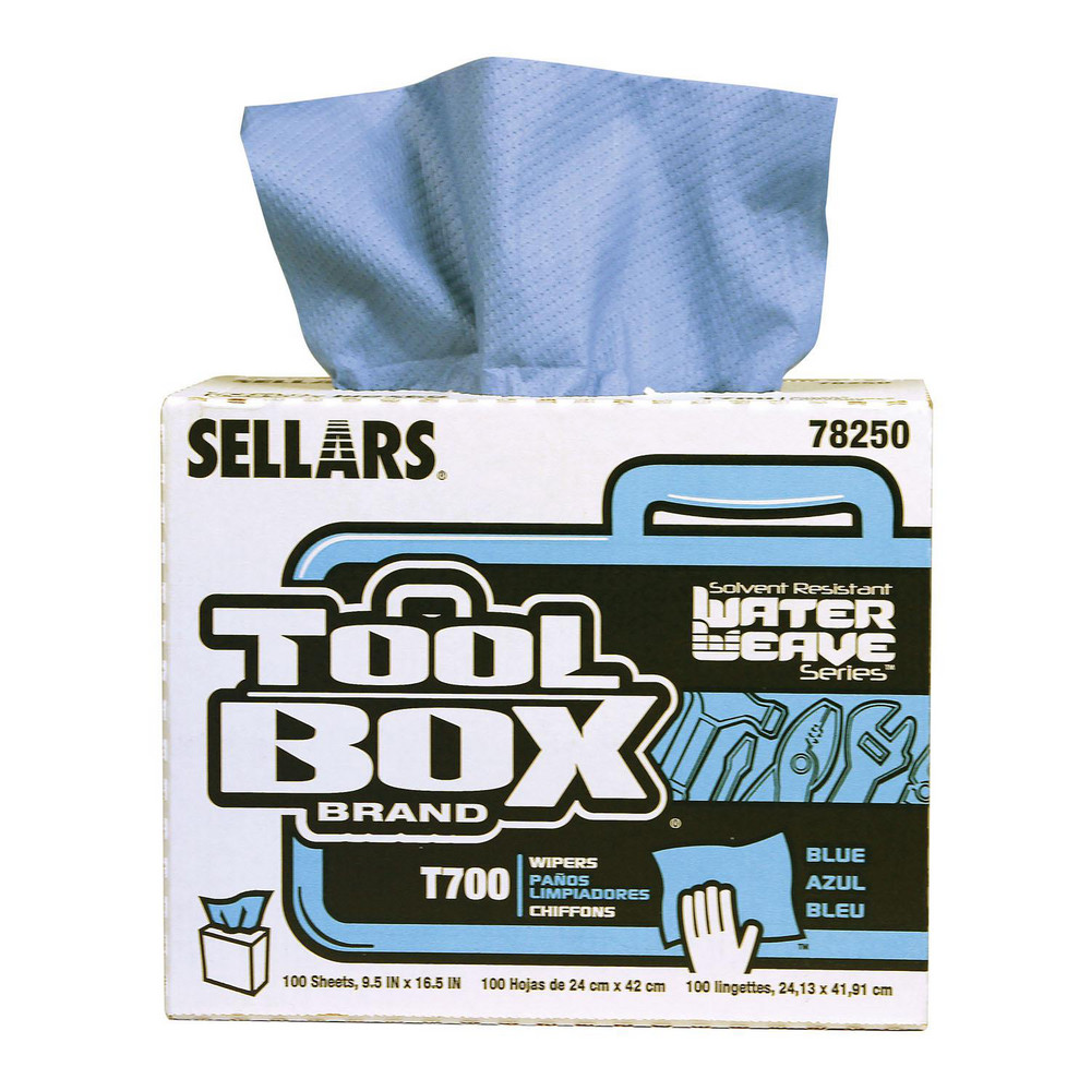 Sellars TOOLBOX WaterWeave T700 Wipers: Dry, 100 Sheets/Box, Pop-Up Box, 16.5" x 8.27", Blue - 78250