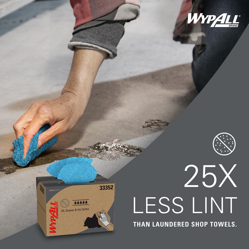 WypAll Oil, Grease & Ink Cloths, Brag Box, Lint-Free Towels, Blue - 33352