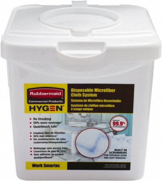 Rubbermaid HYGEN Disposable Microfiber Cloth/Rag/Towel Charing Bucket, White - 2135007
