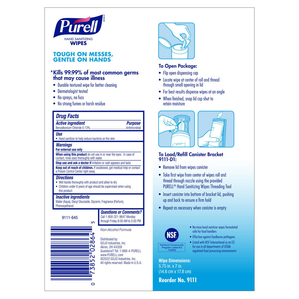PURELL® PURELL Hand Sanitizing Wipes Non-Alcohol Formula, Fresh Citrus Scent, 100 count Hand Wipes in Eco-Slim Canister - 9111-12