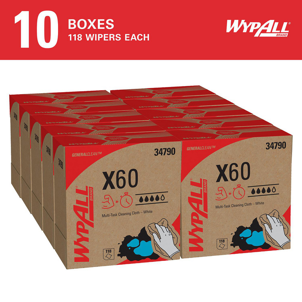 WypAll WypAll X60 Reusable Cloths (34790), Convenient Pop-Up Box, White - 34790