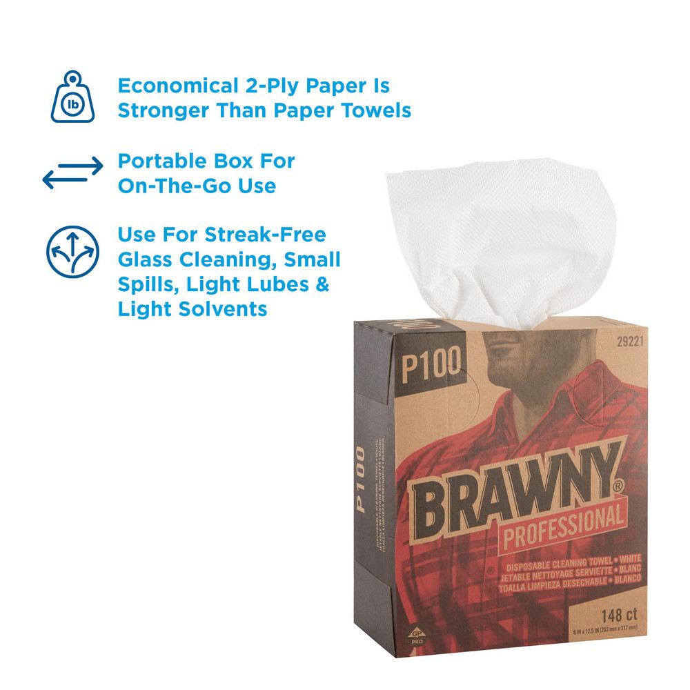 Brawny Professional Brawny Professional P200 Disposable Cleaning Towels, 1/4-Fold, Whitee - 29221