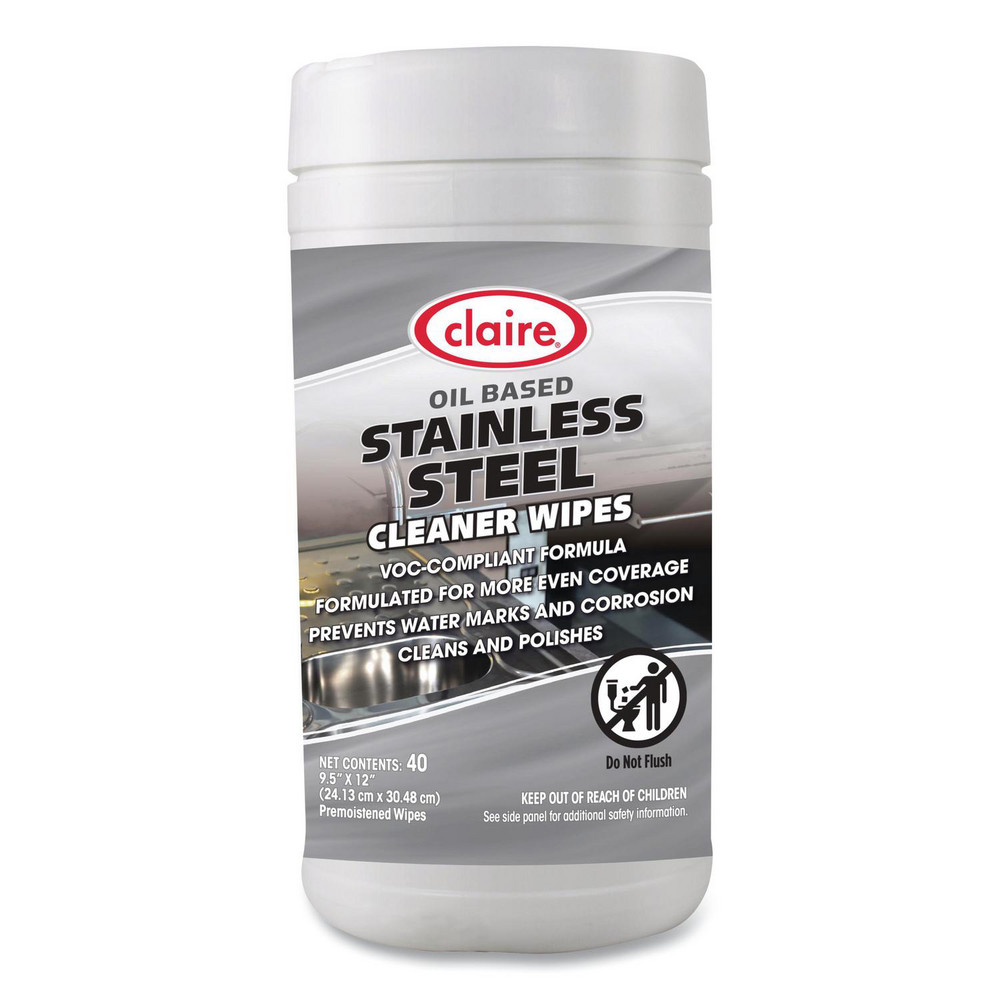 Claire Claire   Stainless Steel Cleaner Wipes: Pre-Moistened, 40 Ct - CGC993