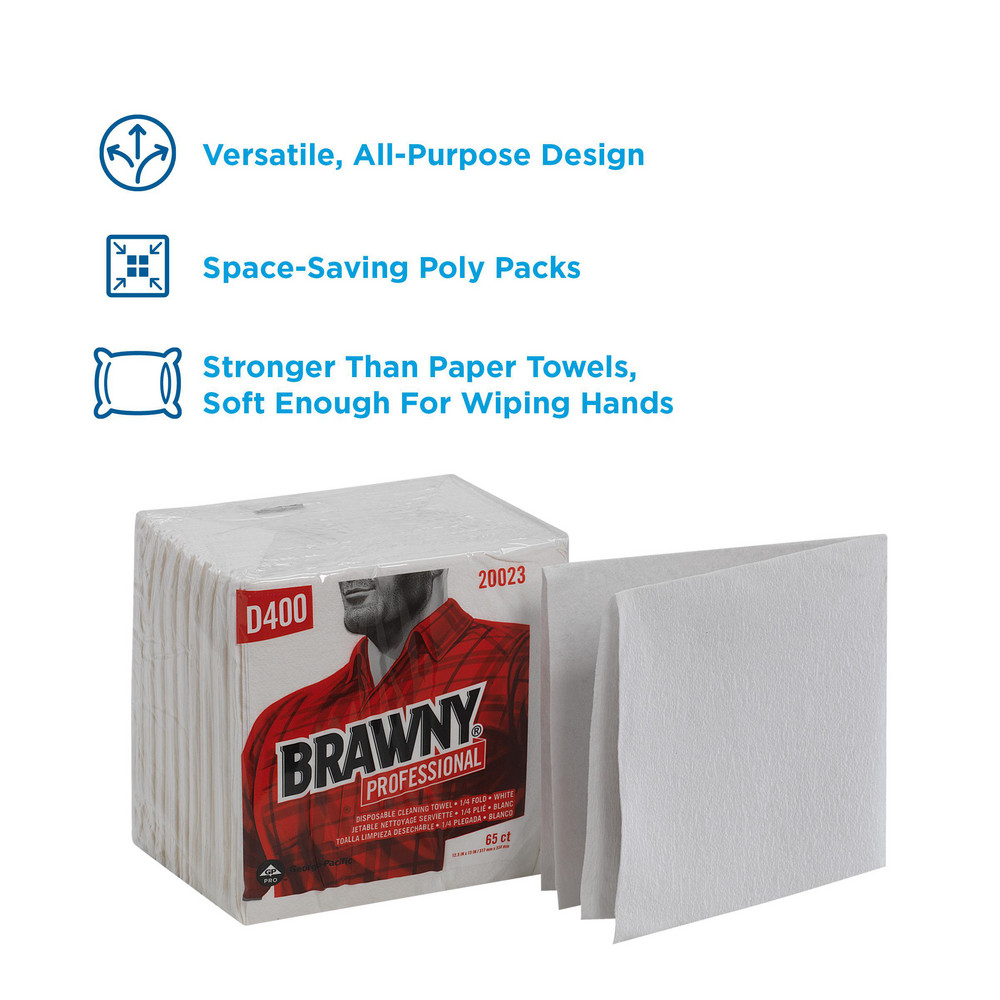 Brawny Professional Brawny Professional D400 Disposable Cleaning Towels, ¼-Fold, White - 20023