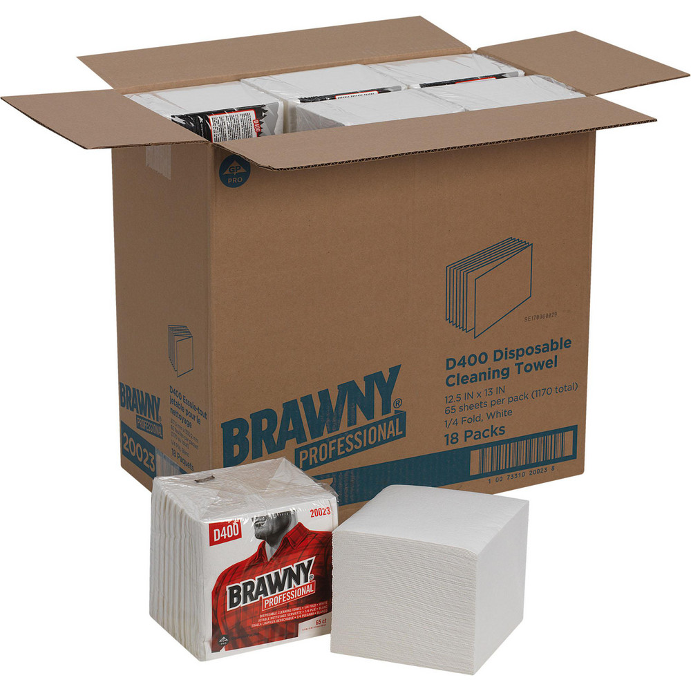 Brawny Professional Brawny Professional D400 Disposable Cleaning Towels, ¼-Fold, White - 20023