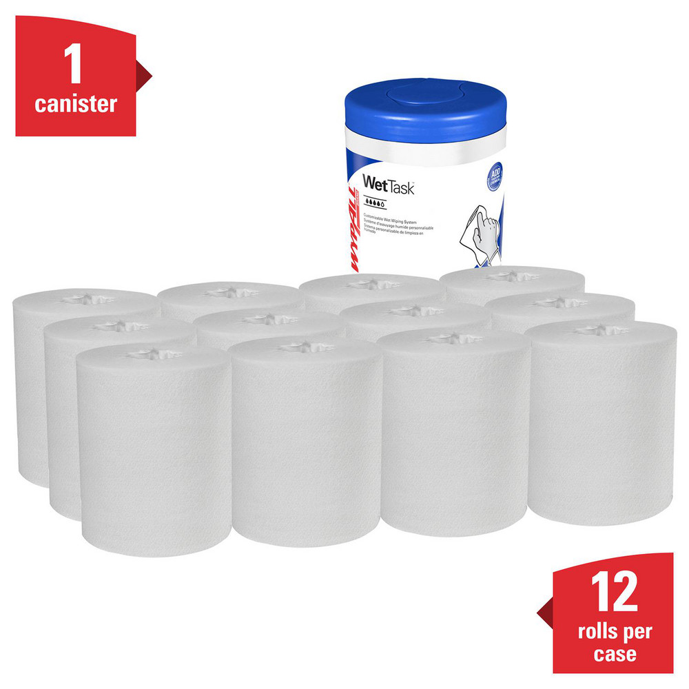 WypAll CriticalClean WetTask Wipers for Bleach, Disinfectants, & Sanitizers, Center-Pull Roll, Canister Included - 77320