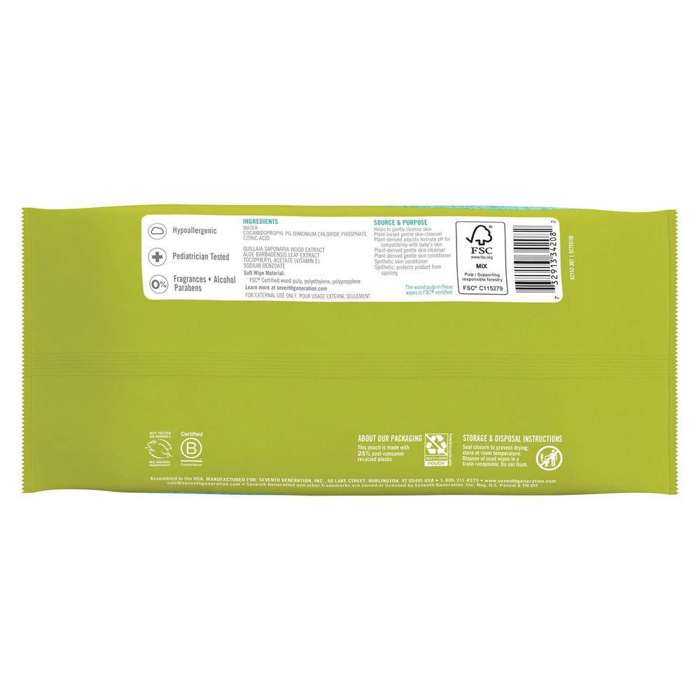 Seventh Generation Seventh Generation Baby Wipes: Pre-Moistened, 64 Ct - SEV34208