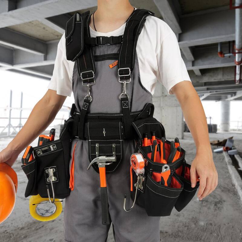 VEVOR Tool Belt with Suspenders 34-Pockets 1250D Nylon Heavy-Duty Carpenter Tool Pouch with 29-54 in. Adjustable Waist Size - GJDDNLCGK0006JFN4V0