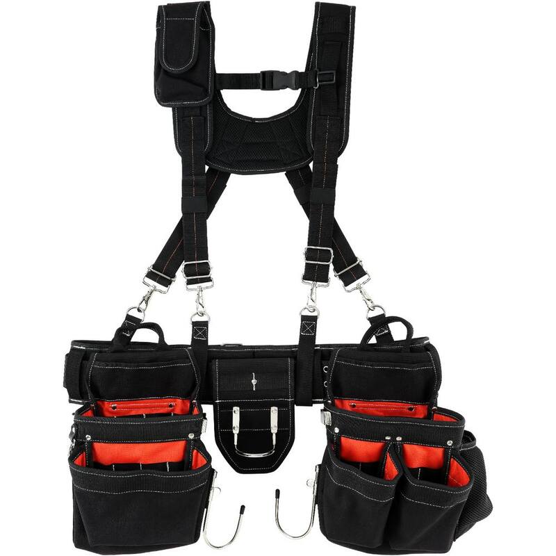 VEVOR Tool Belt with Suspenders 34-Pockets 1250D Nylon Heavy-Duty Carpenter Tool Pouch with 29-54 in. Adjustable Waist Size - GJDDNLCGK0006JFN4V0
