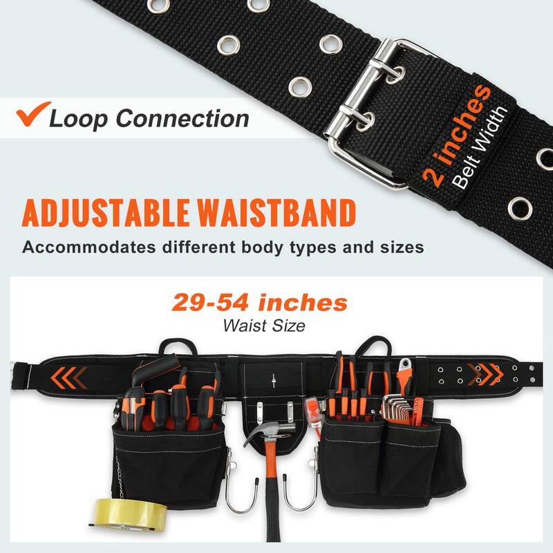 VEVOR Tool Belt with Suspenders 34-Pockets 1250D Nylon Heavy-Duty Carpenter Tool Pouch with 29-54 in. Adjustable Waist Size - GJDDNLCGK0006JFN4V0