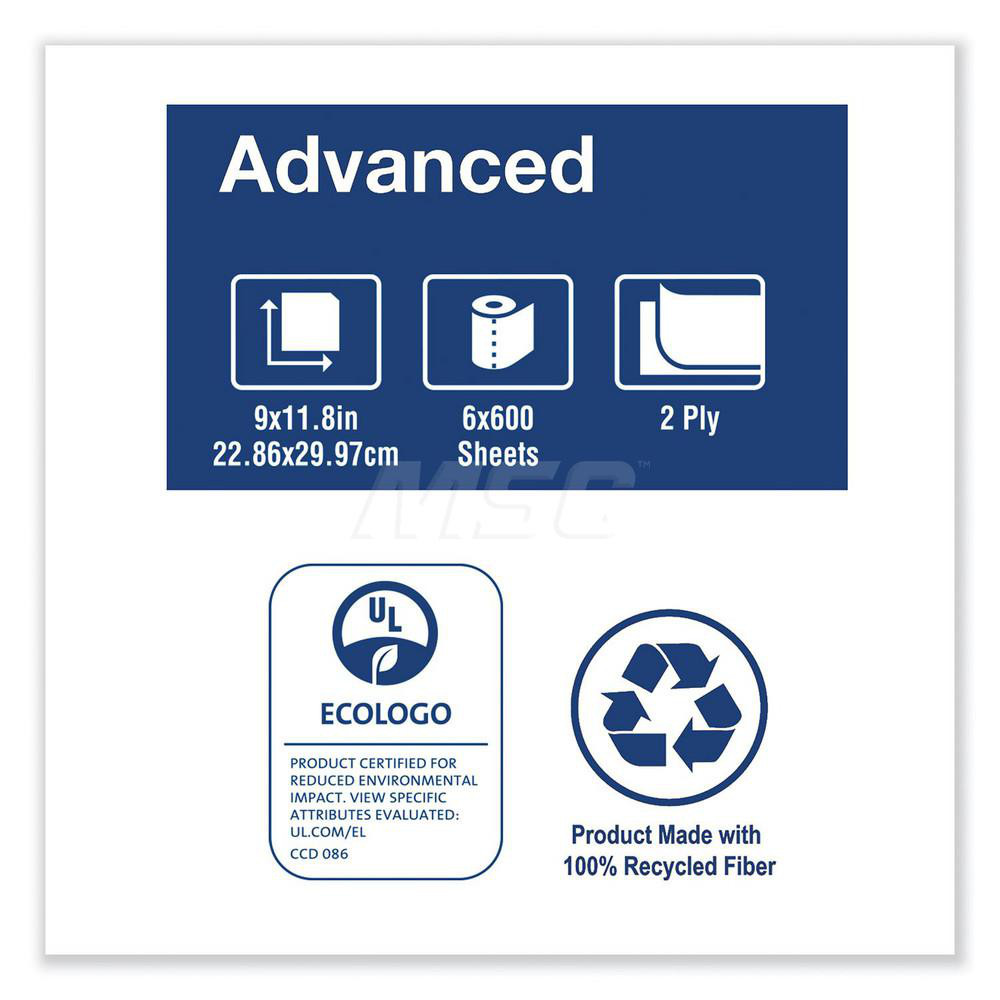 Tork Paper Towels: Center Pull Roll, Roll, 2 Ply, Recycled Fiber, White - 121201