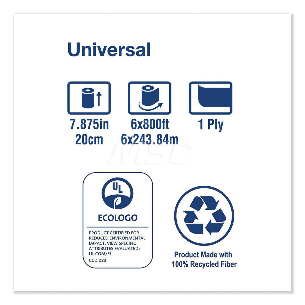 Tork Paper Towels: Hard Roll, Roll, 1 Ply, Recycled Fiber, Natural - TRKRK800E