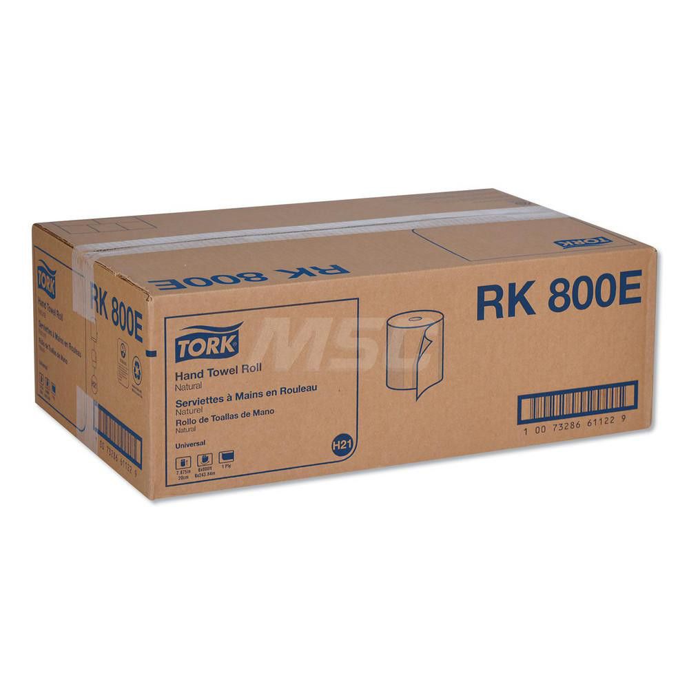 Tork Paper Towels: Hard Roll, Roll, 1 Ply, Recycled Fiber, Natural - TRKRK800E