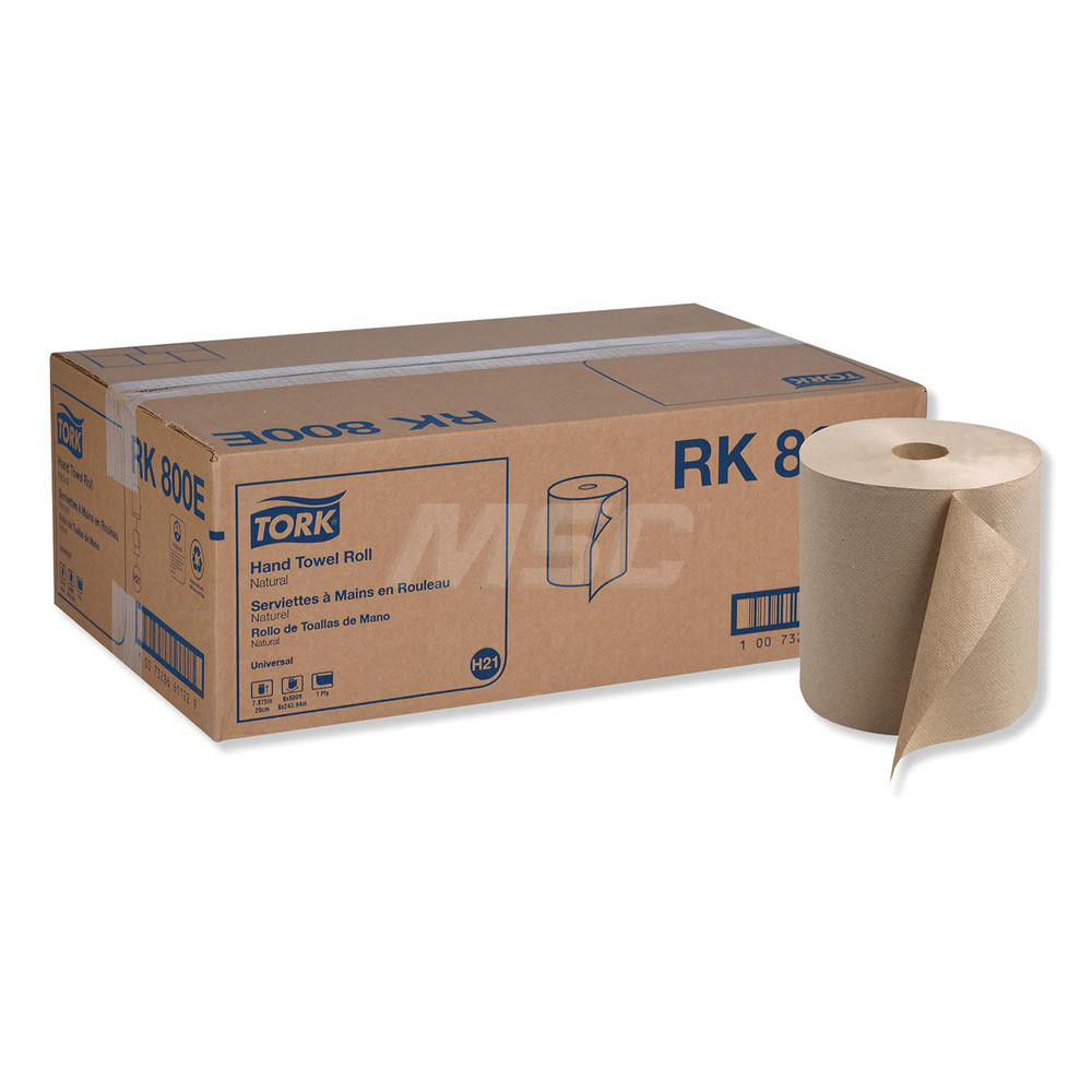 Tork Paper Towels: Hard Roll, Roll, 1 Ply, Recycled Fiber, Natural - TRKRK800E