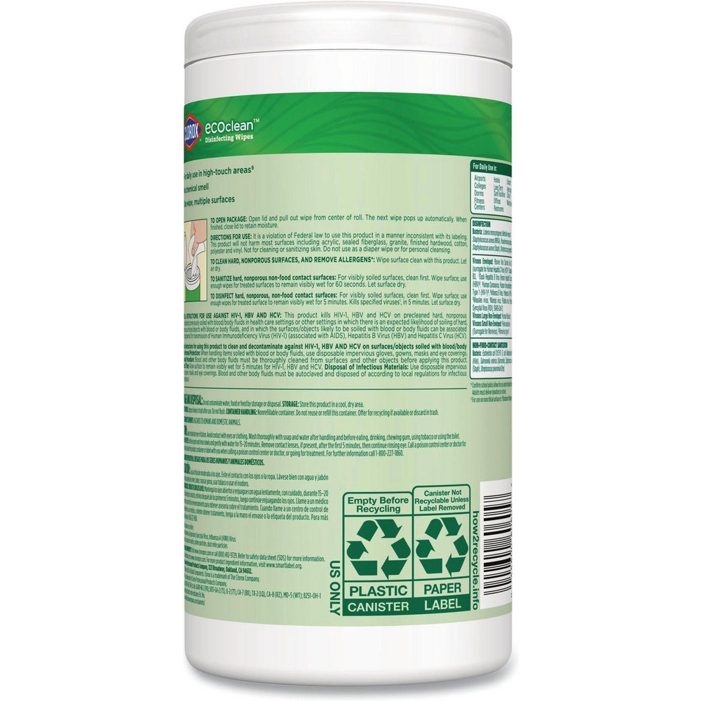 Clorox Clorox Disinfecting Wipes: Pre-Moistened, 75 Ct - CLO60605CT