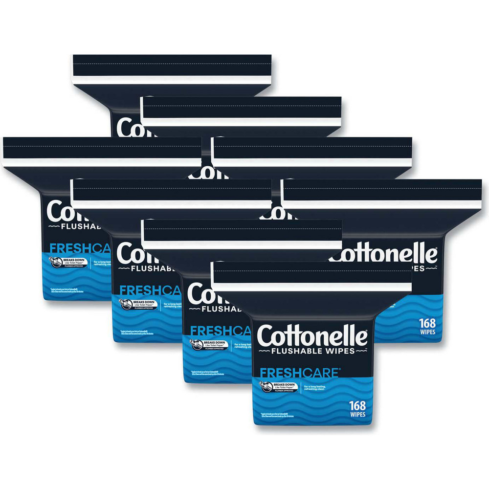 Cottonelle Fresh Care Flushable Cleansing Cloths, 1-Ply, 5 x 7.25, White, 168/Pack, 8 Packs/Carton - KCM10358CT