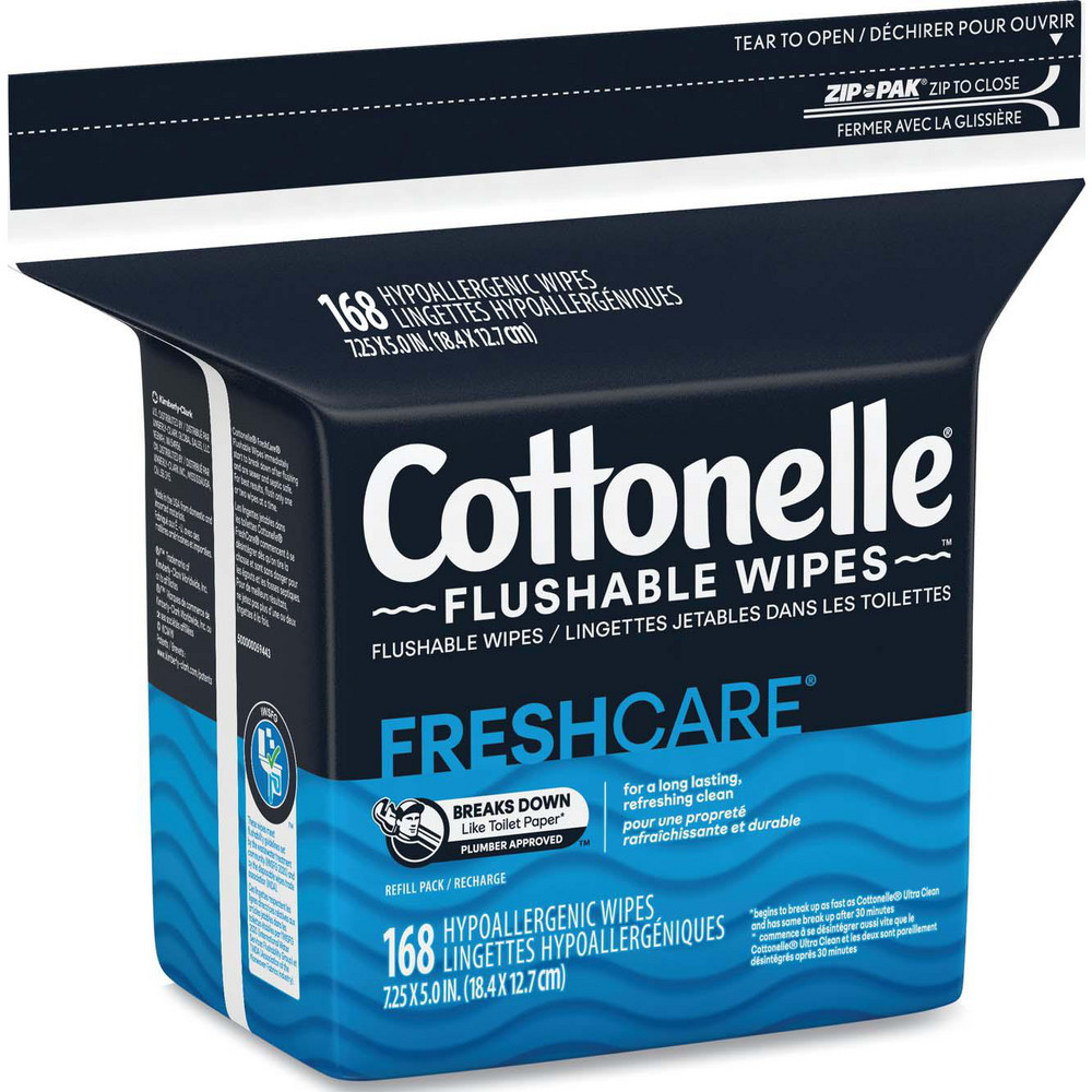 Cottonelle Fresh Care Flushable Cleansing Cloths, 1-Ply, 5 x 7.25, White, 168/Pack, 8 Packs/Carton - KCM10358CT