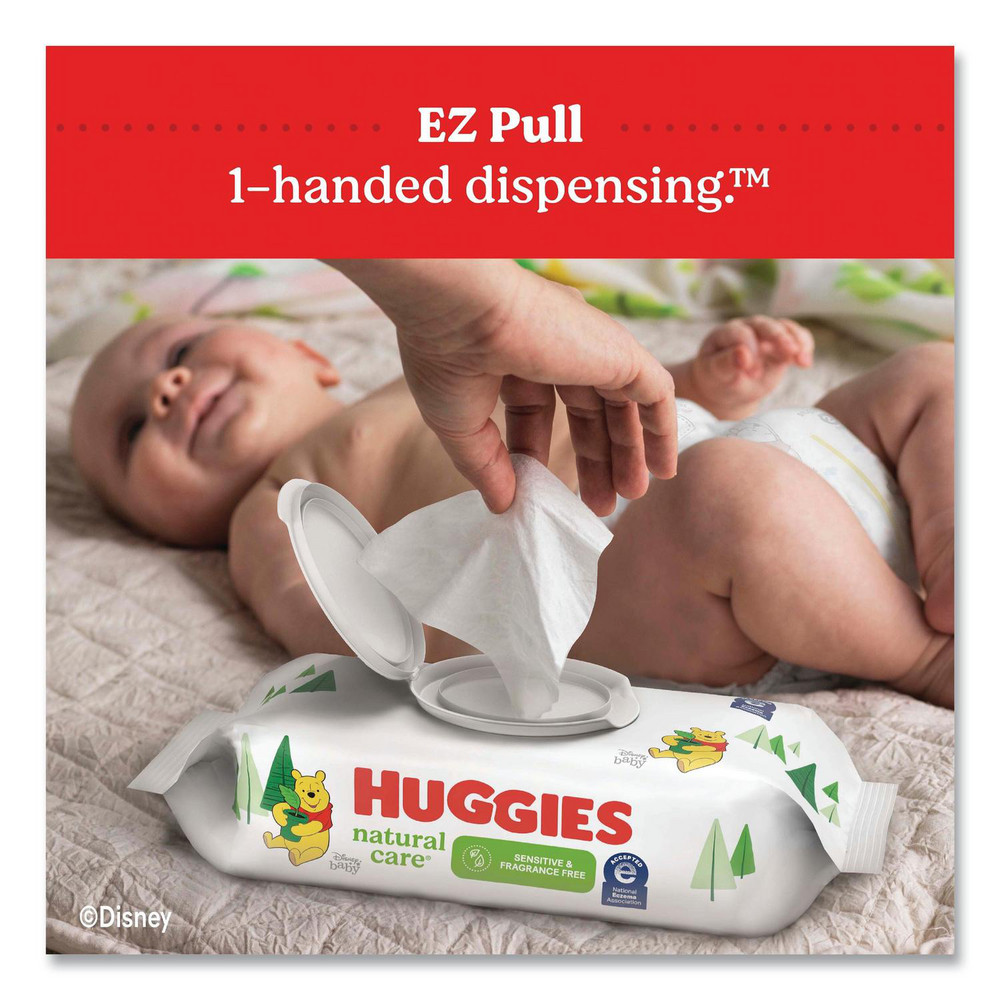 Huggies Natural Care Sensitive Baby Wipes, 1-Ply, 3.88 x 6.6, Unscented, White, 56/Pack, 8 Packs/Carton - KCM31803
