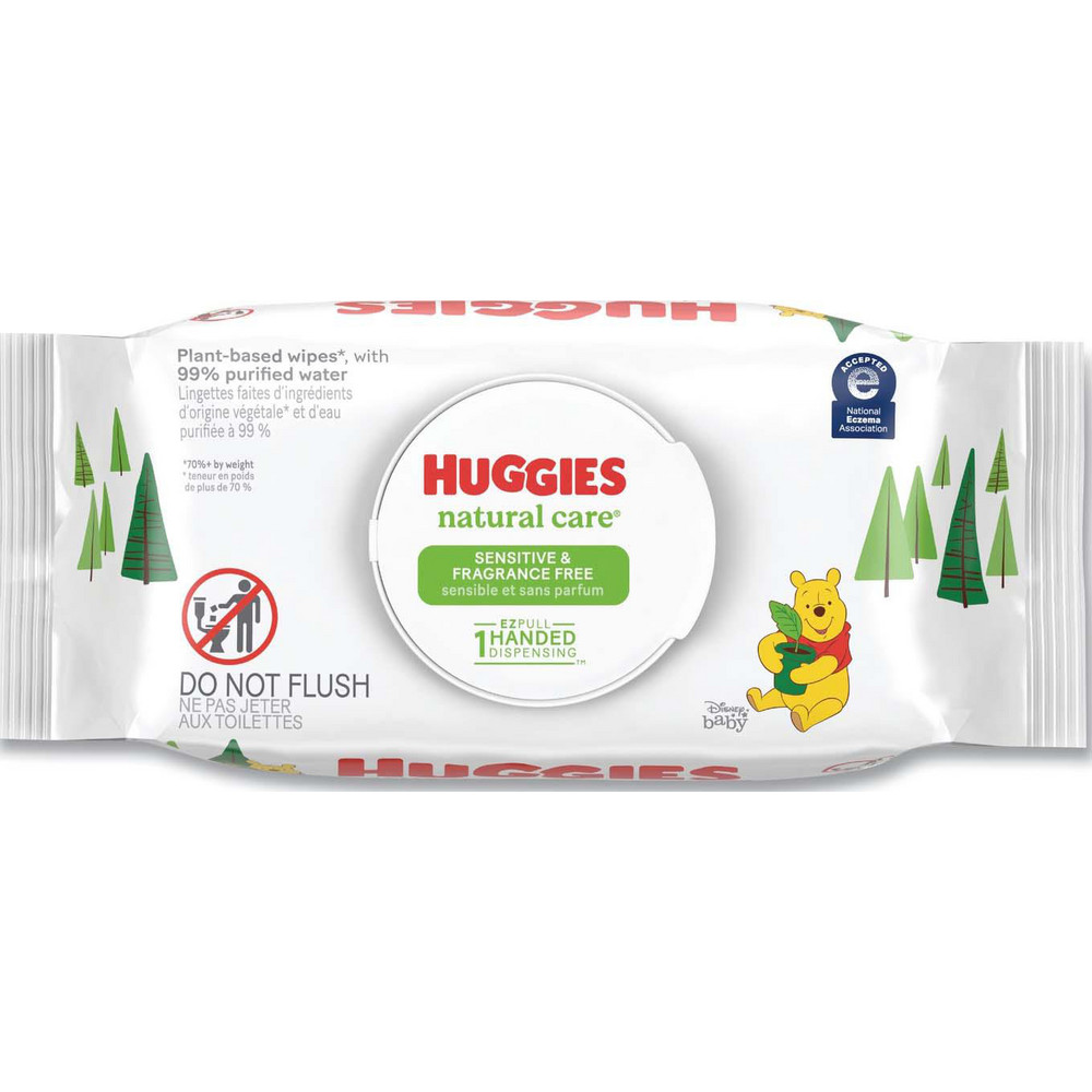 Huggies Natural Care Sensitive Baby Wipes, 1-Ply, 3.88 x 6.6, Unscented, White, 56/Pack, 8 Packs/Carton - KCM31803