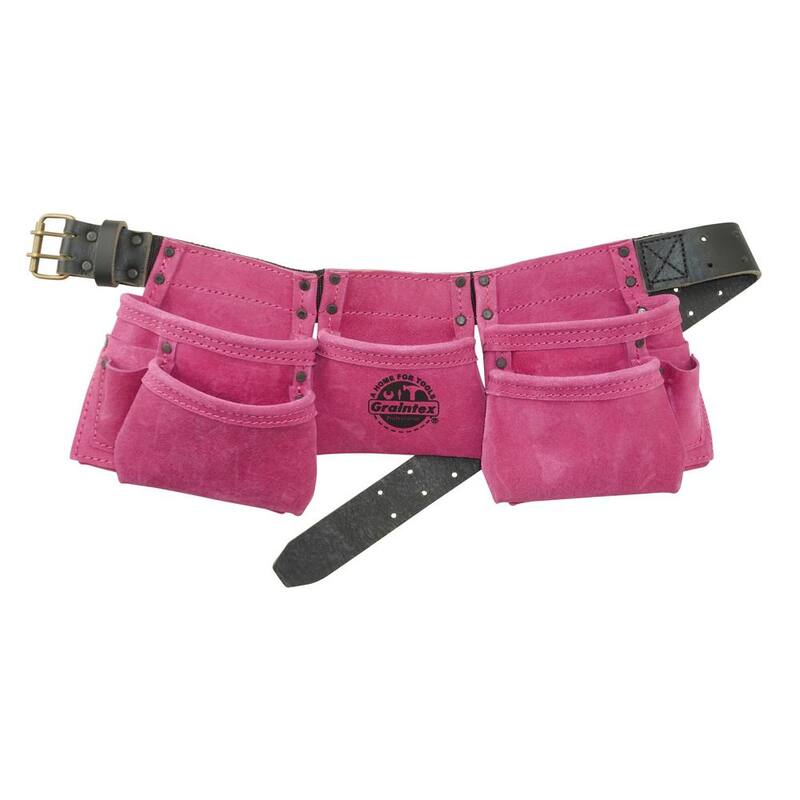 Graintex 9-Pocket Children Tool Apron in Pink Suede Leather - DS2139
