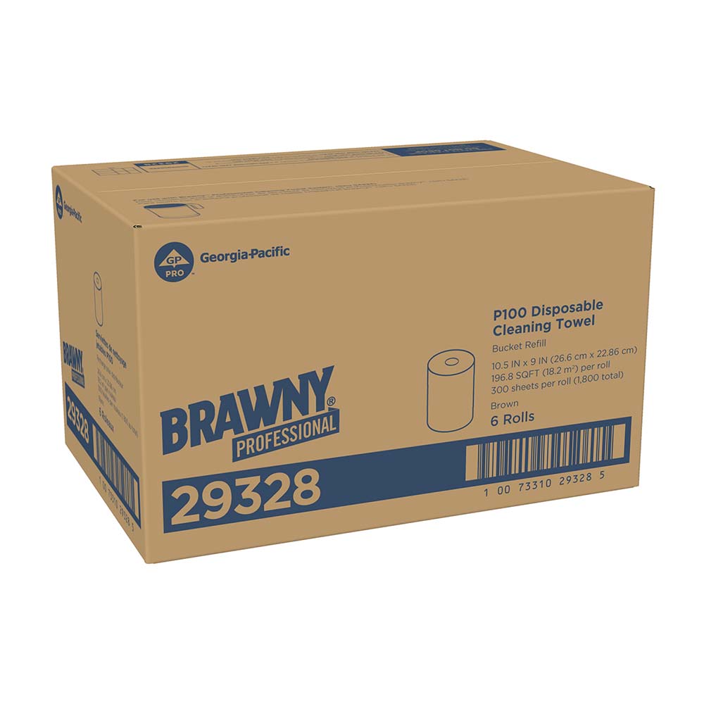 Brawny Professional Brawny Professional P100 Cleaning Towel System Refill For 54323 Dispenser, Brown - 29328