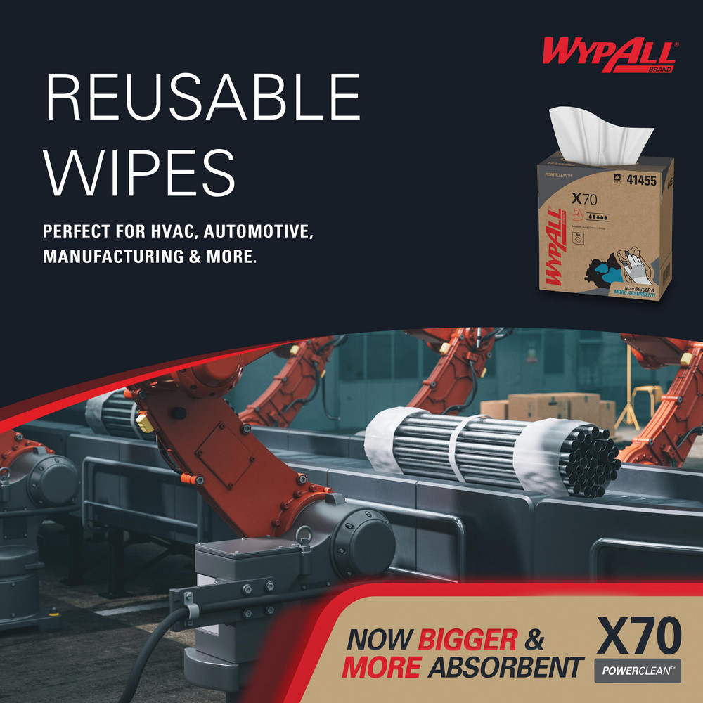 WypAll X70   Shop Towel/Industrial Wipes: Dry, 96 Ct - 41455
