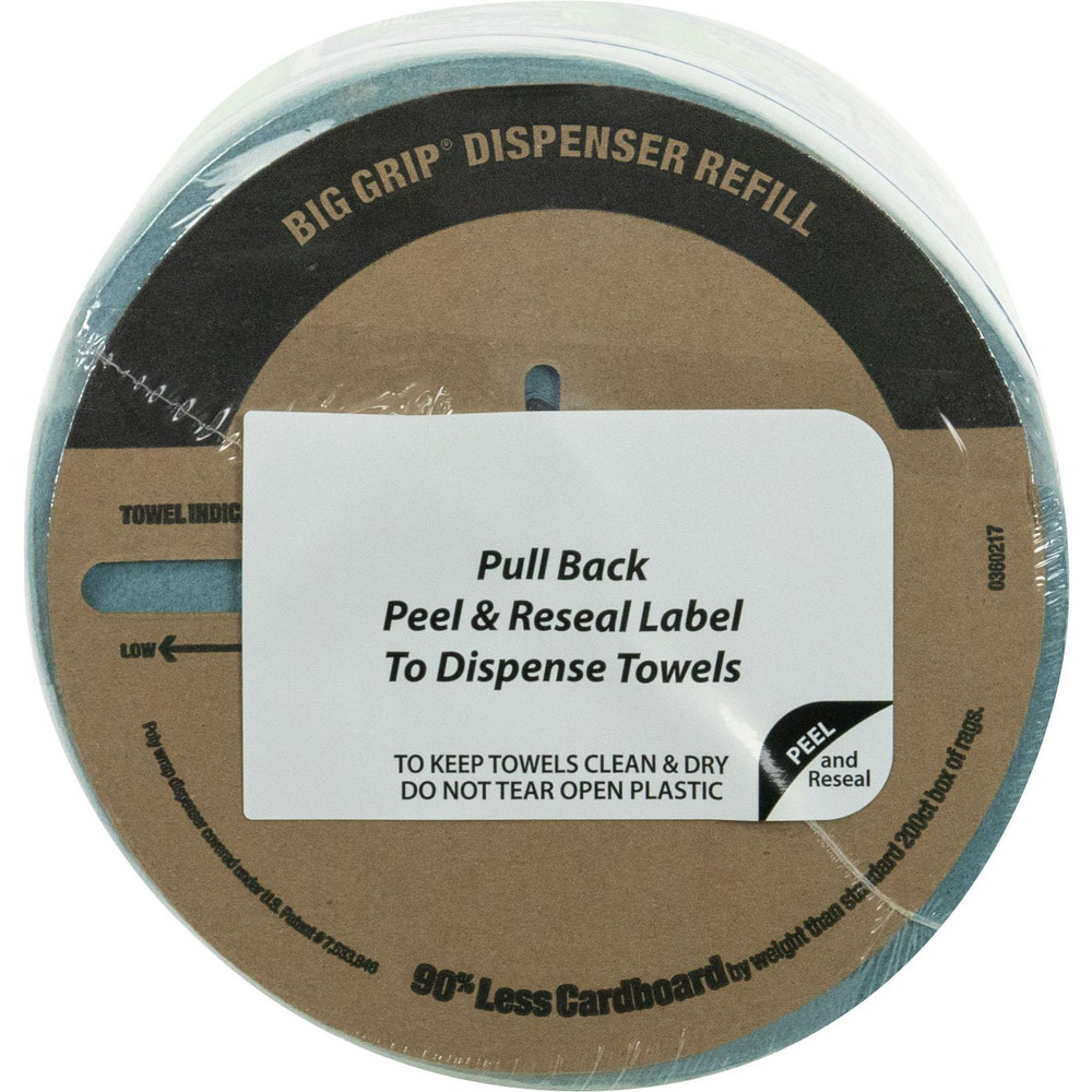 Sellars TOOLBOX Shop Towels: Dry, 200 Sheets/Roll, Big Grip Refill Center-Pull Roll, 12.0" x 10.0", Blue - 55207