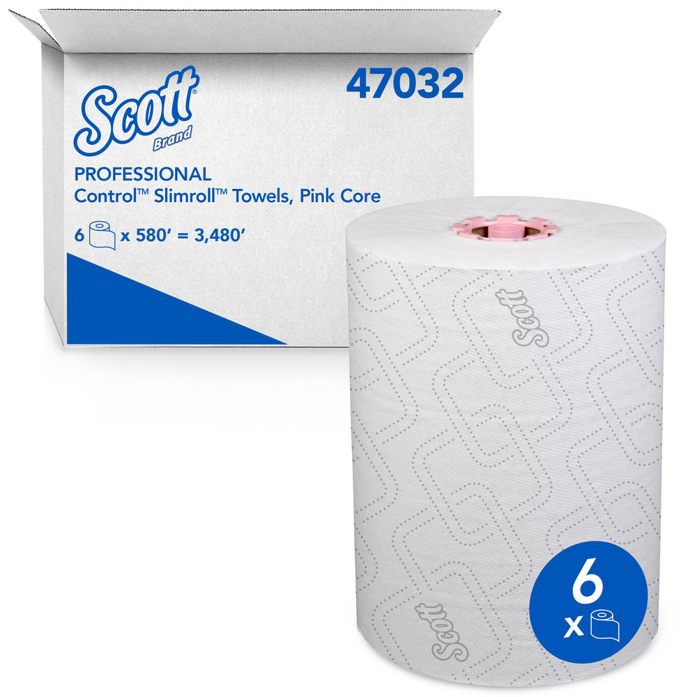 Scott Pro Slimroll Hard Roll Towels with Absorbency Pockets, for Pink Core Dispensers, White - 47032