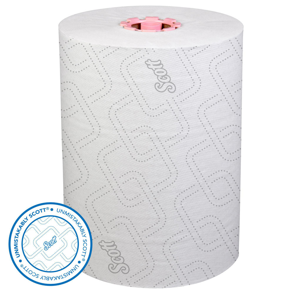 Scott Pro Slimroll Hard Roll Towels with Absorbency Pockets, for Pink Core Dispensers, White - 47032