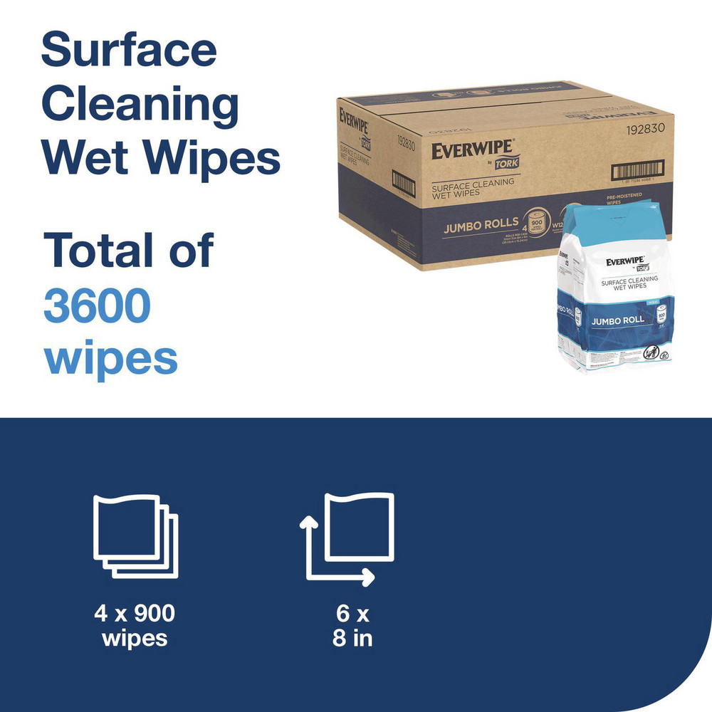 Tork Surface Cleaning Wet Wipe, 1-Ply, 6 x 6, Lemon, White, 900 Sheets, 4/Carton - TRK192830