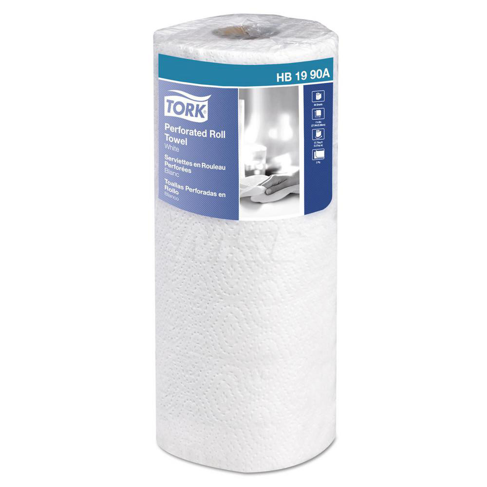 Tork Paper Towels: Perforated Roll, Roll, 2 Ply, Recycled Fiber, White - TRKHB1990A