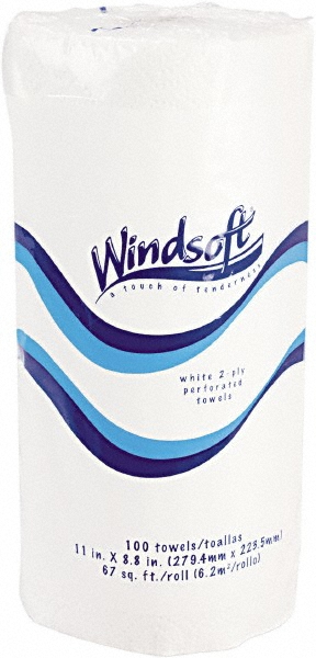 Tork Paper Towels: Perforated Roll, Roll, 2 Ply, Recycled Fiber, White - TRKHB1990A
