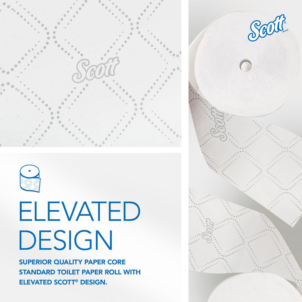 Scott Pro Paper Core High-Capacity Standard Roll Toilet Paper with Elevated Design, 2-Ply, White - 47305
