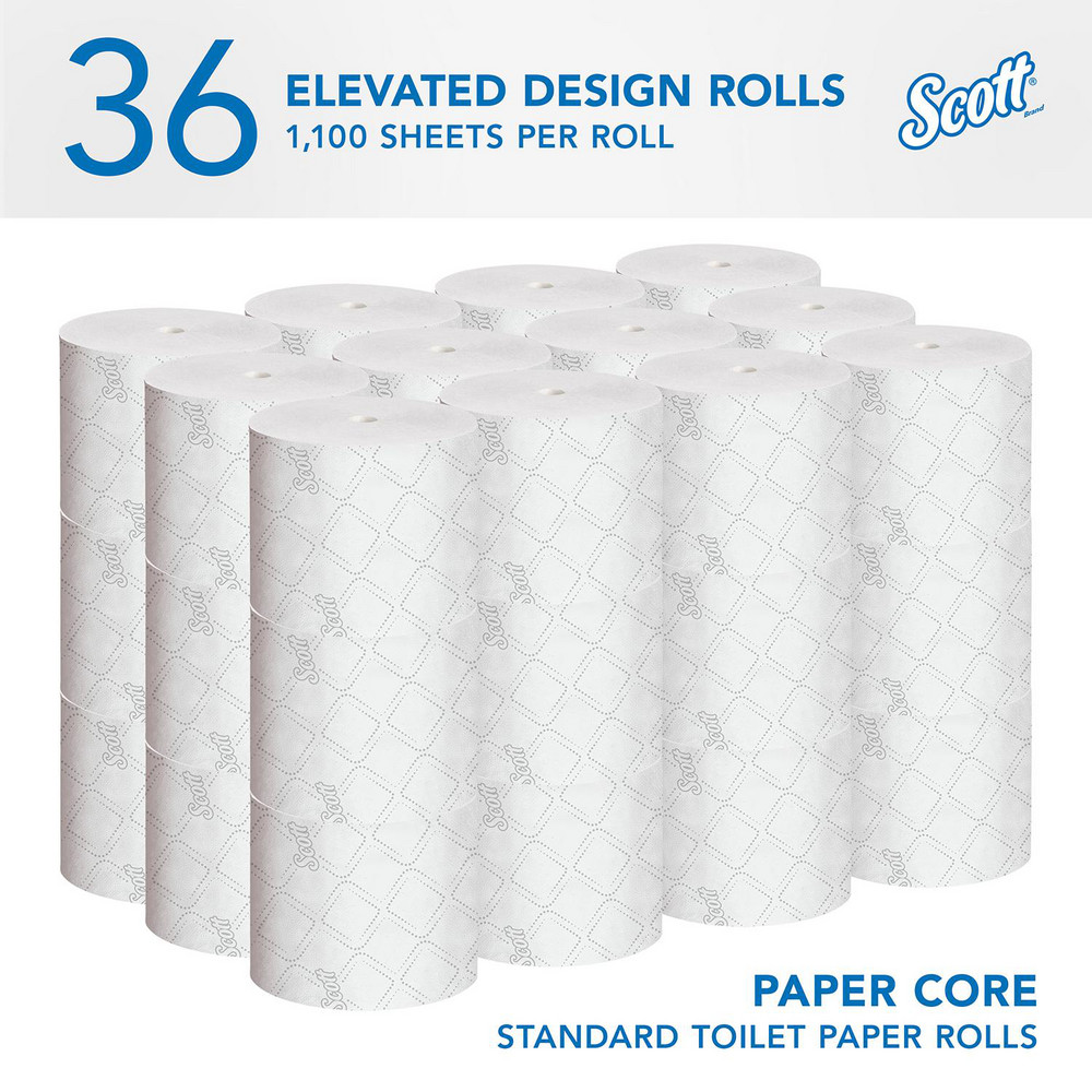 Scott Pro Paper Core High-Capacity Standard Roll Toilet Paper with Elevated Design, 2-Ply, White - 47305