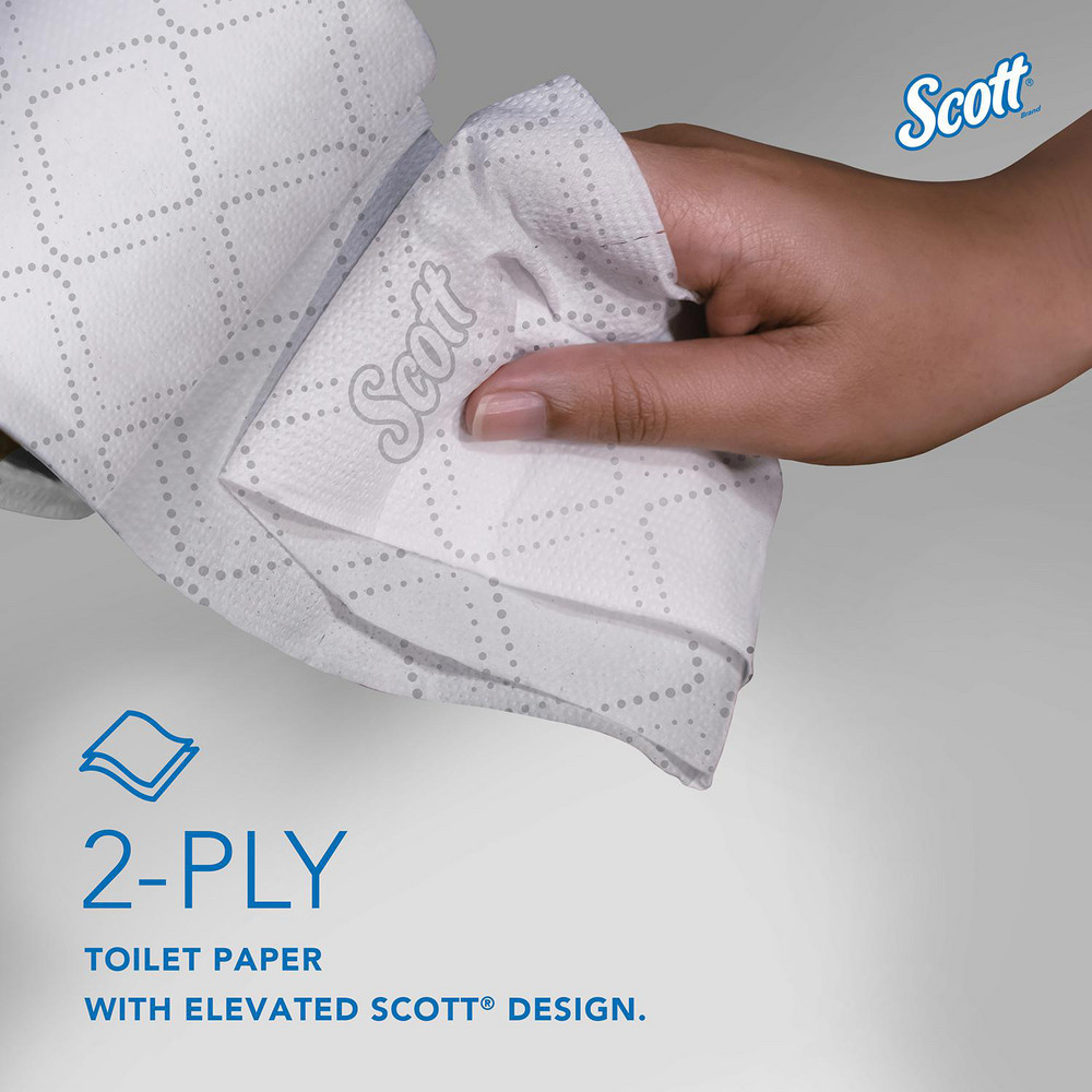 Scott Pro Paper Core High-Capacity Standard Roll Toilet Paper with Elevated Design, 2-Ply, White - 47305