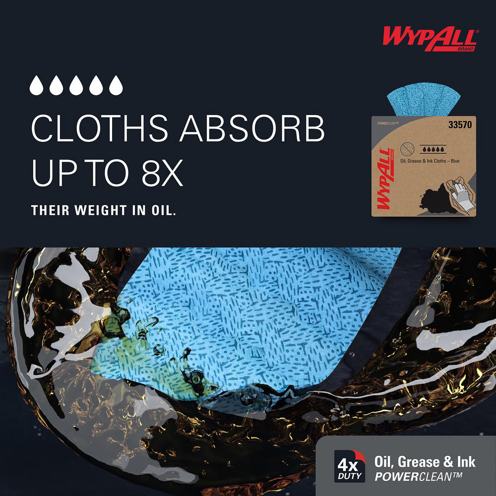 WypAll Oil, Grease & Ink Cloths, Pop-Up Box, Lint-Free Towels, Blue - 33570