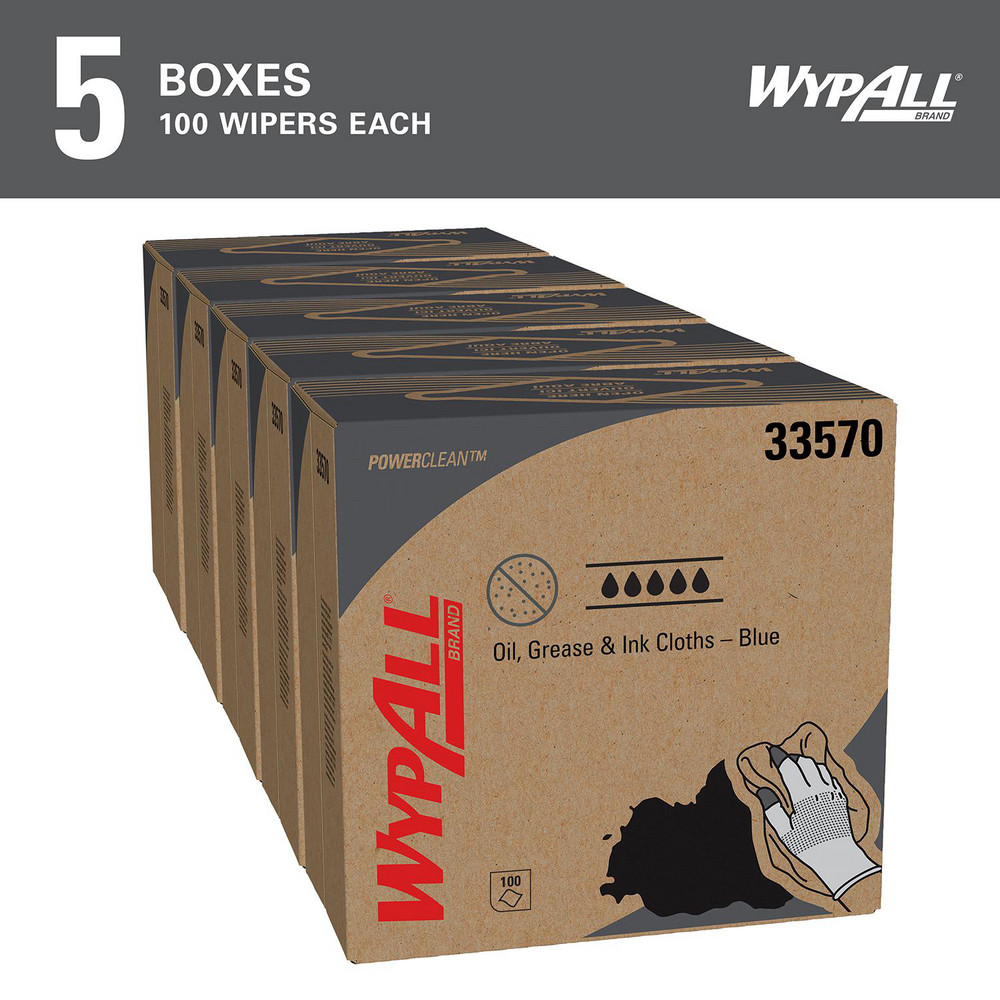 WypAll Oil, Grease & Ink Cloths, Pop-Up Box, Lint-Free Towels, Blue - 33570