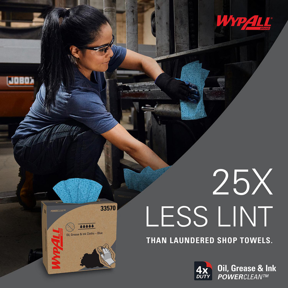 WypAll Oil, Grease & Ink Cloths, Pop-Up Box, Lint-Free Towels, Blue - 33570