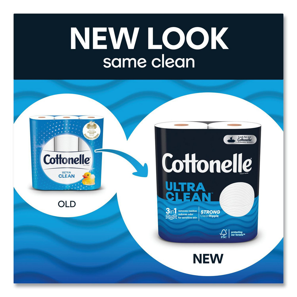 Cottonelle Ultra CleanCare Toilet Paper, Strong Tissue, Mega Rolls, Septic Safe, 1-Ply, White, 284 Sheets/Roll, 12 Rolls/Pack, 4 Packs/Carton - KCM55489
