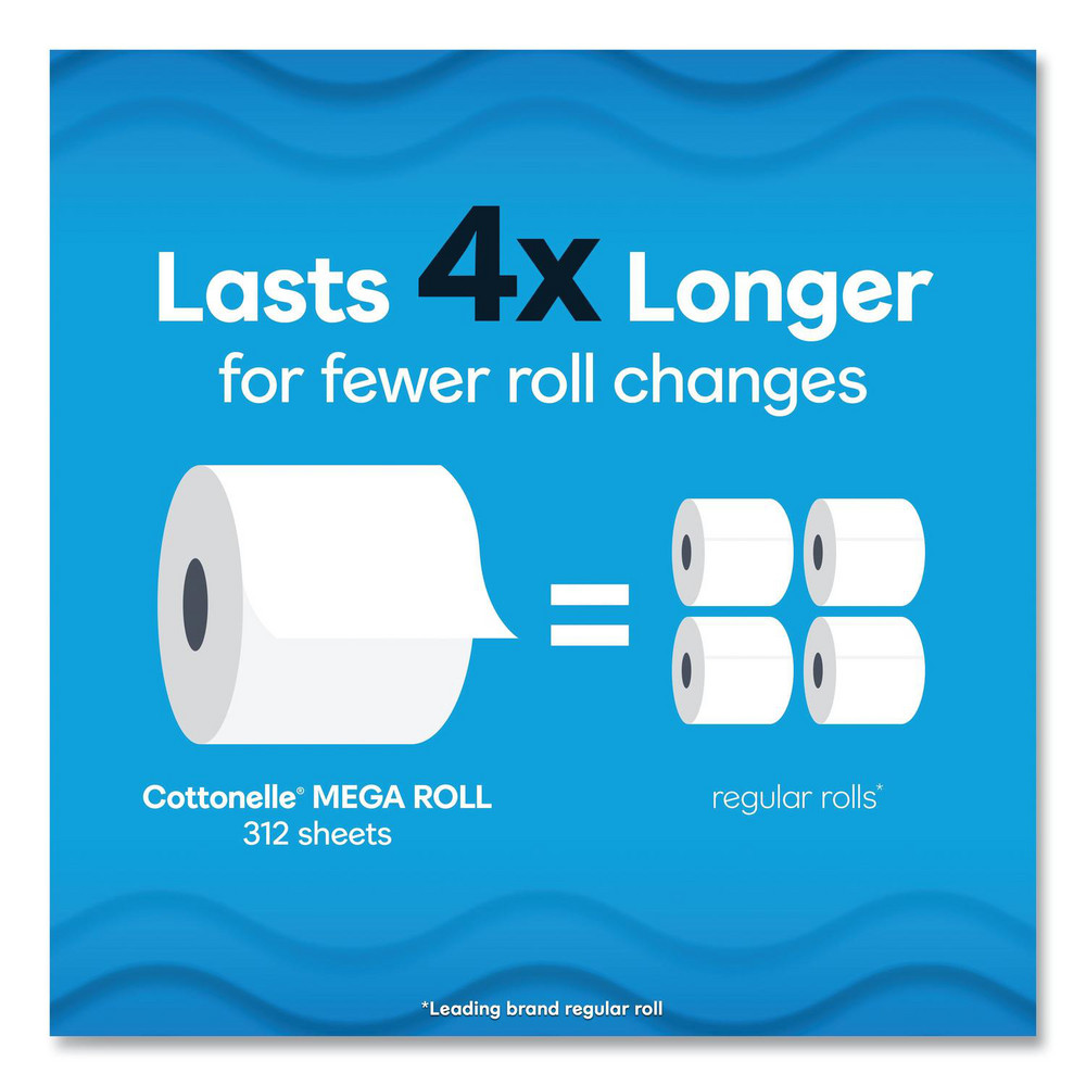 Cottonelle Ultra CleanCare Toilet Paper, Strong Tissue, Mega Rolls, Septic Safe, 1-Ply, White, 284 Sheets/Roll, 12 Rolls/Pack, 4 Packs/Carton - KCM55489