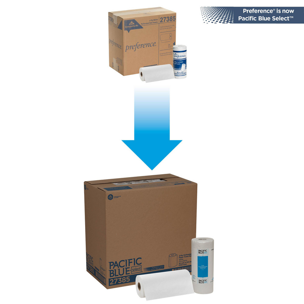 Georgia Pacific Pacific Blue Select 2-Ply Perforated Paper Towel Roll (Previously Preference), White - 27385