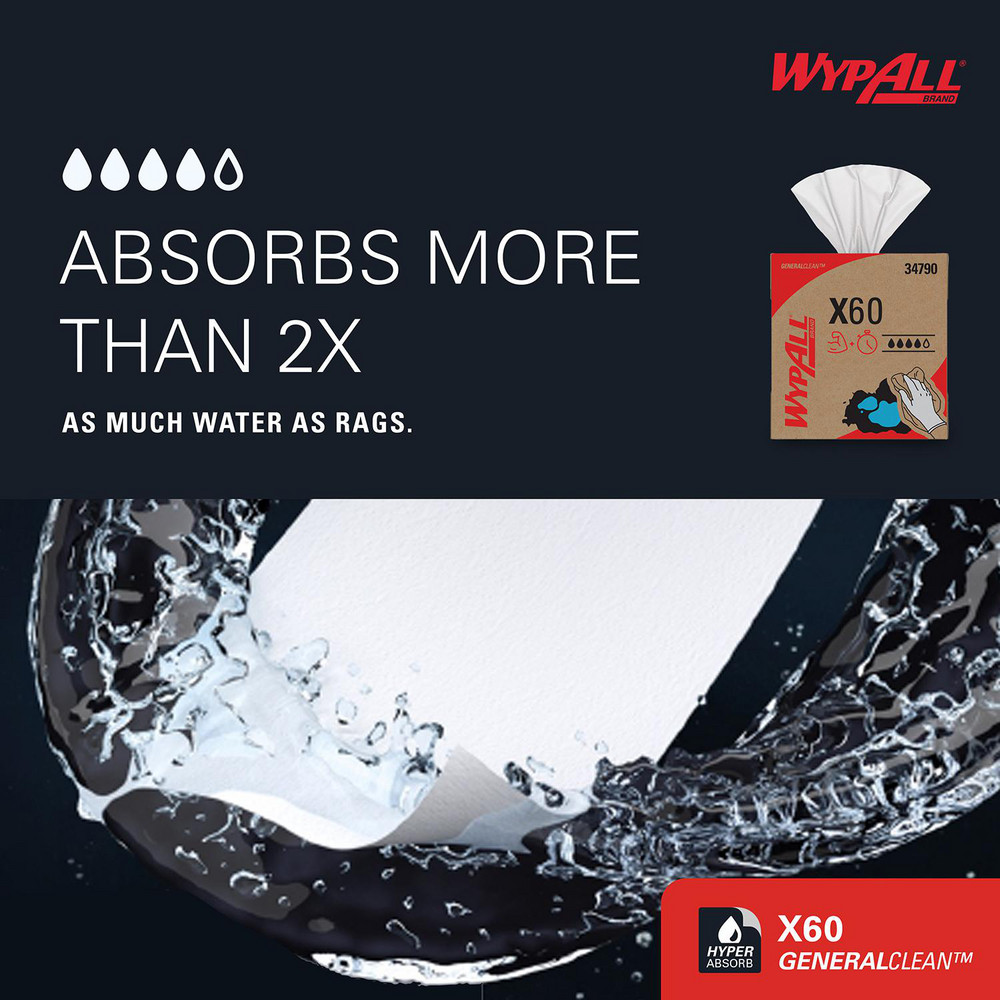 WypAll X60 Shop Towel/Industrial Wipes: Dry, 118 Ct - 89805600/34790