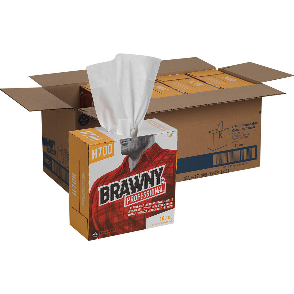 Brawny Professional Brawny Professional H700 Disposable Cleaning Towels, Tall Box, White - 25070