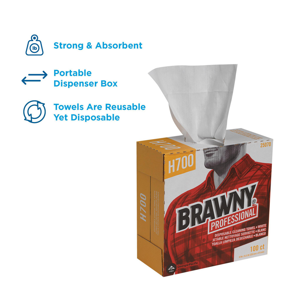 Brawny Professional Brawny Professional H700 Disposable Cleaning Towels, Tall Box, White - 25070