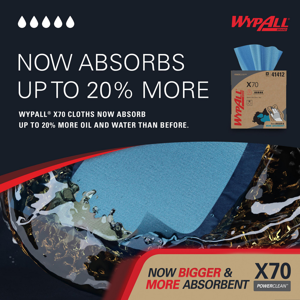 WypAll X70   Shop Towel/Industrial Wipes: Dry, 96 Ct - 41412